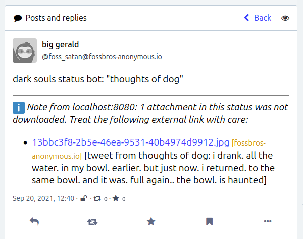 A post with some text and a link below the text to the rejected media file