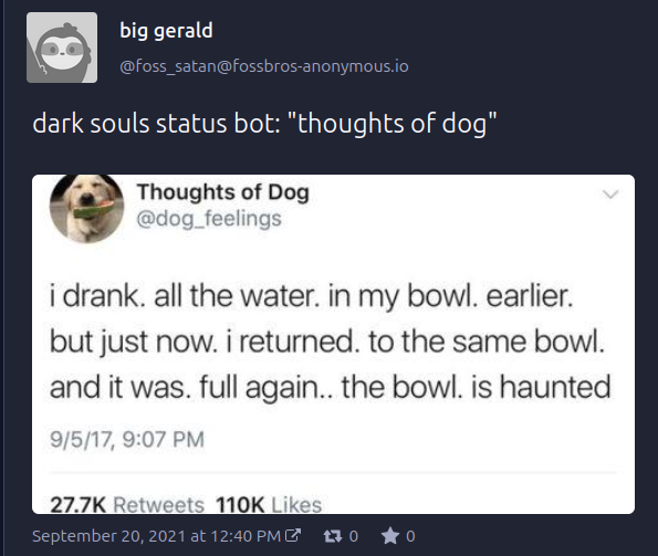 A post from user "big gerald" with some text and an image
